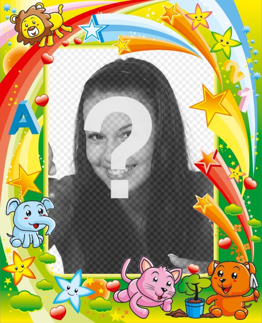 Cadre sympa avec beaucoup de couleurs, et plusieurs dessins, lion, éléphant et étoiles. ..