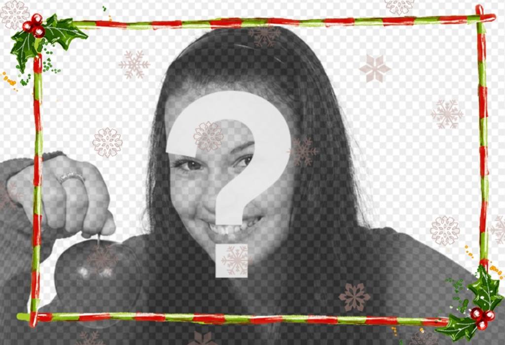Modifier une image à partir de cette page avec ce modèle pour photomontage composé d'une partie discrète de Noël, pour une photo en largeur. Guirlandes et barres vertes avec des rayures..