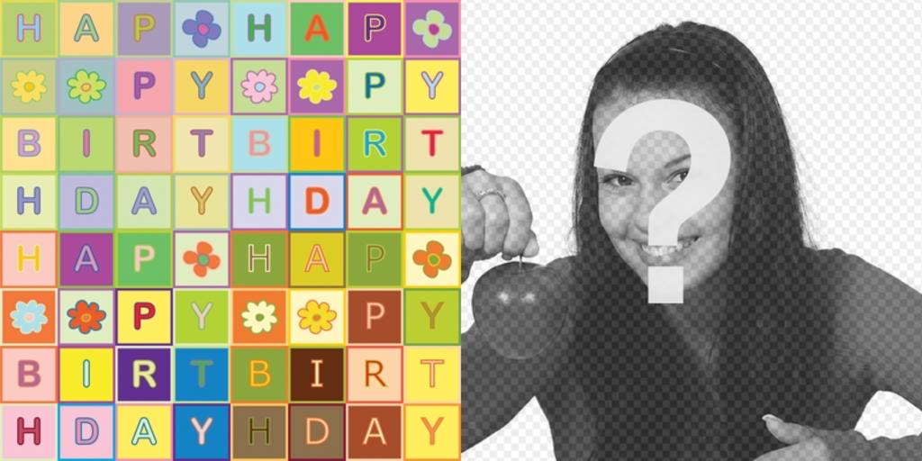 Carte d'anniversaire Joyeux anniversaire au texte comme un puzzle. en..