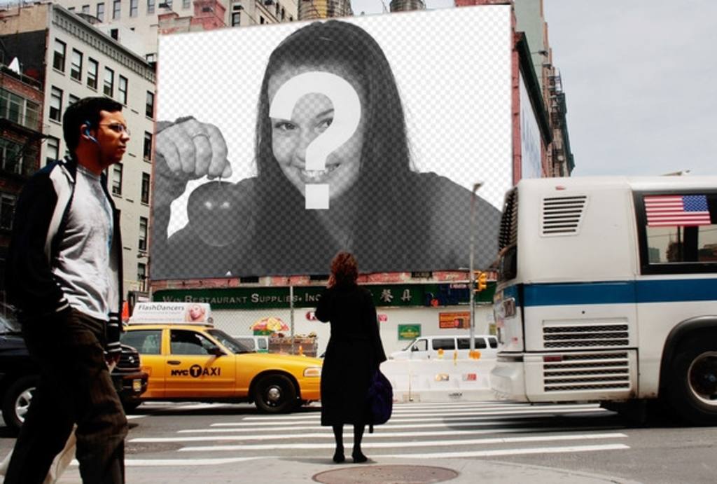 Photomontage de mettre votre photo sur une affiche dans une rue de New..