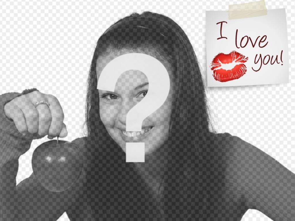 Mettez un postit I LOVE YOU avec un baiser sur la photo, parfait pour la Saint-Valentin..