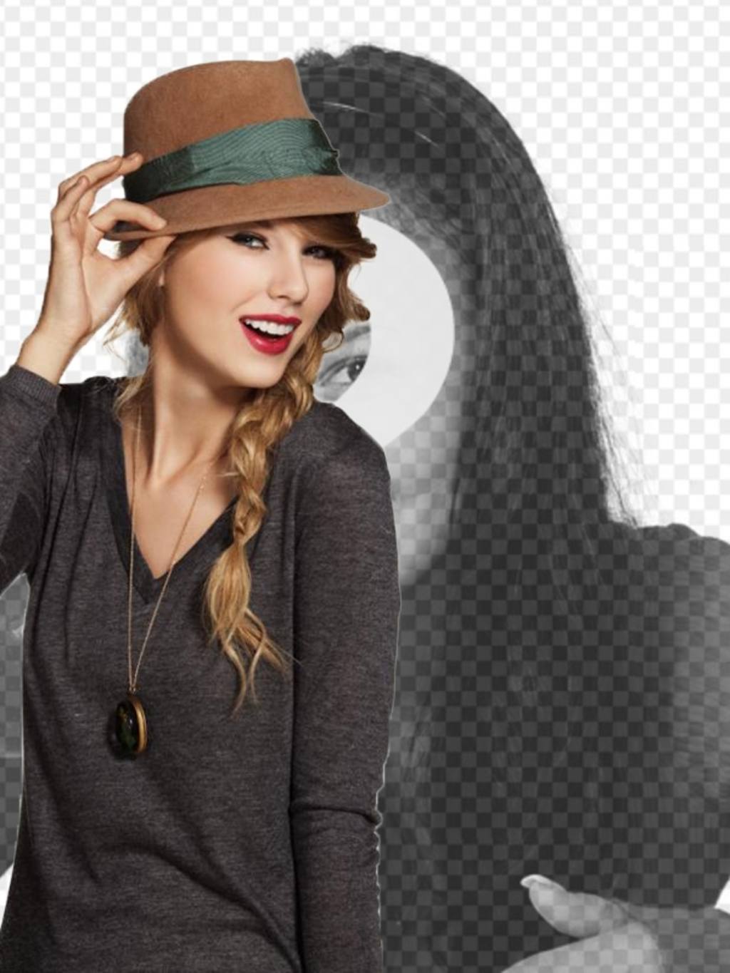 Photomontage avec Taylor Swift dans lequel vous apparaîtrez avec le chanteur portant un chapeau et les lèvres..