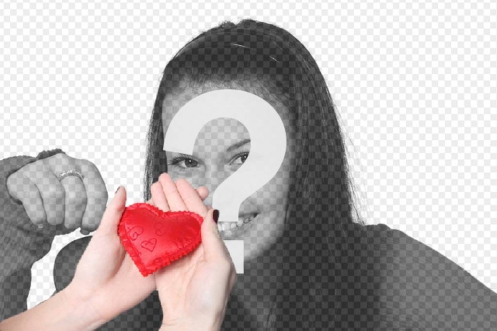 Collage romantique pour ajouter un coeur rouge délivrée par les mains d'une..