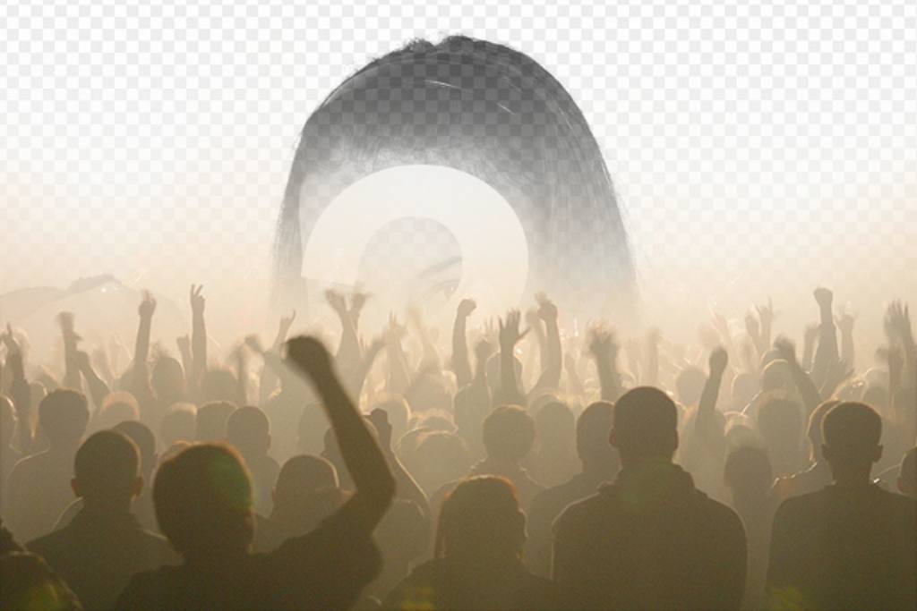 Photomontage avec une photo de foule dans un concert lors d'un festival de..