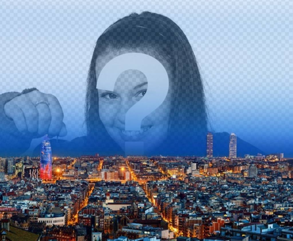 Collage avec la ville de Barcelone pour mettre une photo dans le ciel et personnaliser avec du..
