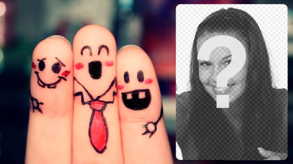 Cadre photo avec des amis heureux peintes sur les doigts où vous pouvez mettre une photo de vos amis et écrire un..