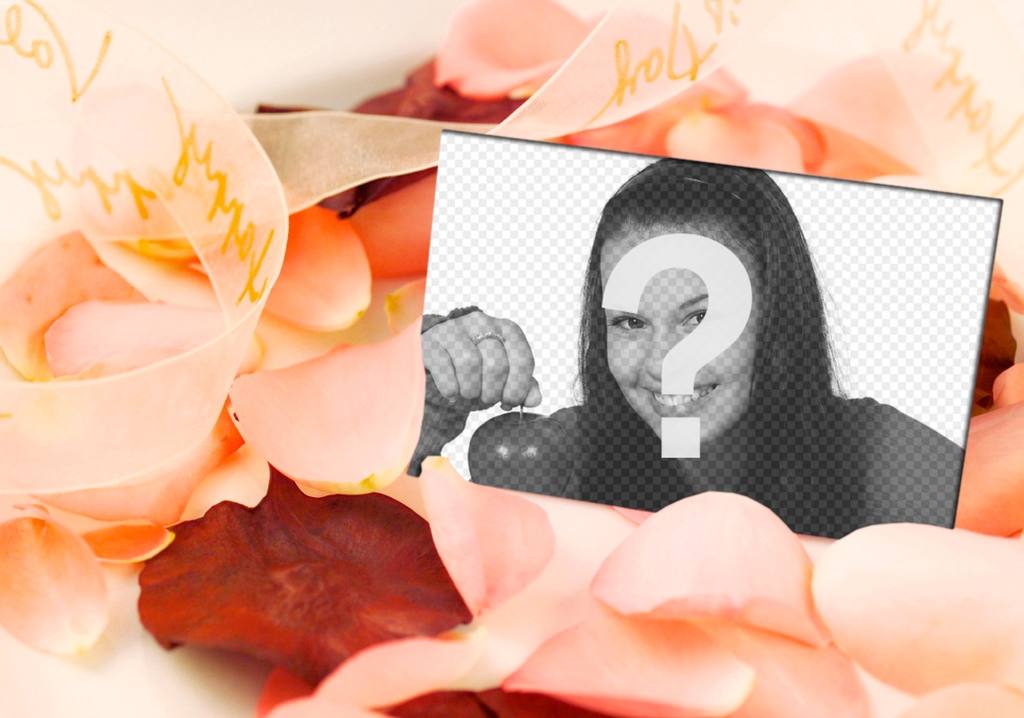 Amour effet photo à mettre une image dans une carte postale au milieu de pétales de roses. Très..