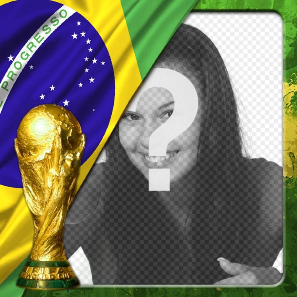 Effet des photos avec le drapeau du Brésil et le couple de la Coupe du monde appose votre photo de fond. ..