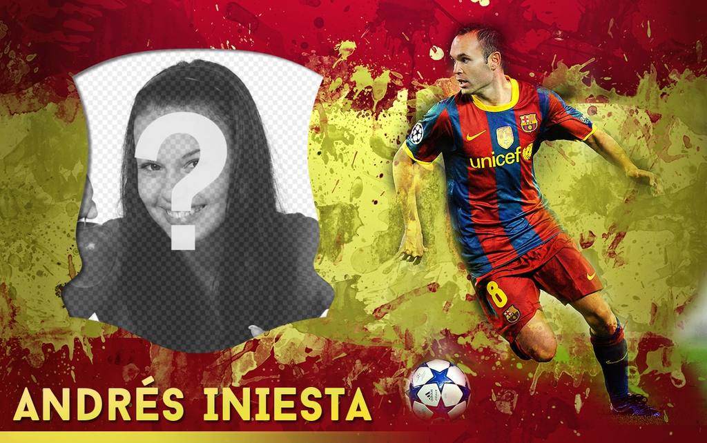 Montage photo avec Andres Iniesta, le milieu de terrain espagnol. ..