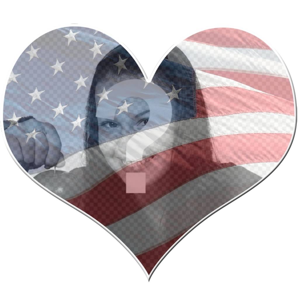 Cadre en forme de coeur avec le drapeau Etats-Unis. ..
