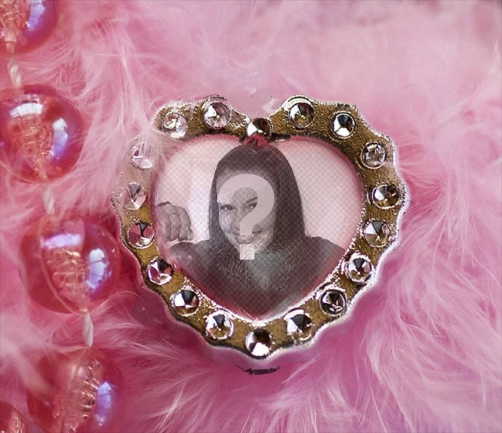 Collage de coeur de bijou rose et veloutée fond avec des perles. ..