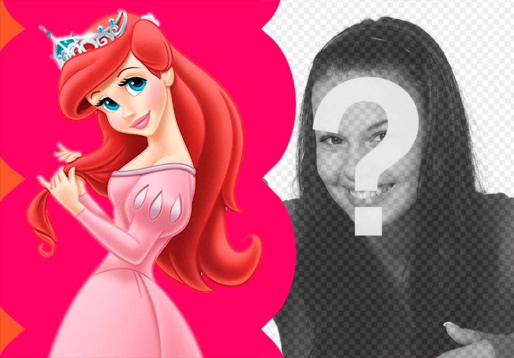 Collage habillé princesse Ariel peigner ses cheveux avec sa couronne. ..