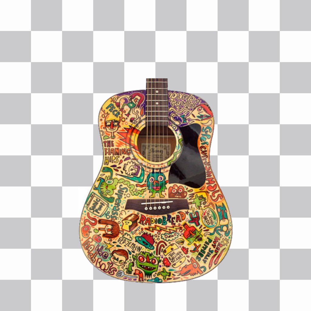 Autocollant couleur si une guitare avec votre photo ..