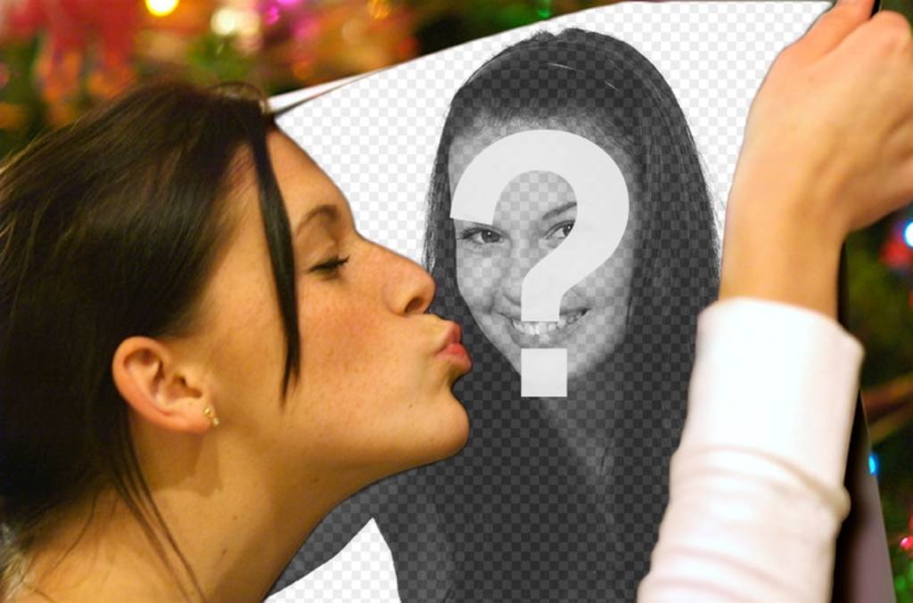 Photomontage dune jeune fille donnant un baiser ..