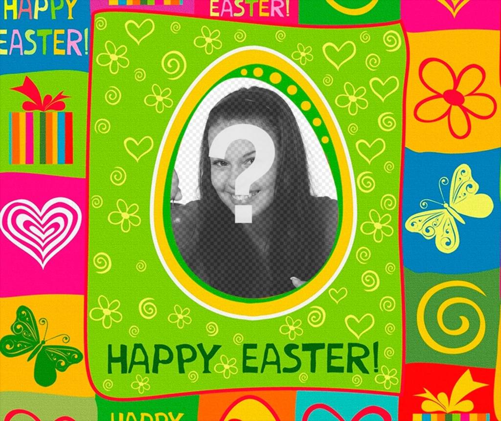 Colorful carte postale de vacances de Pâques avec votre photo ..