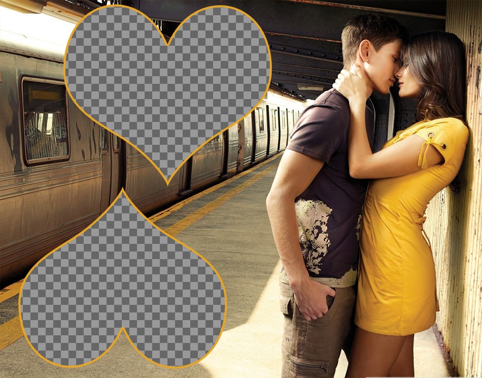 Photomontage pour 2 photos avec un couple dans lamour ..