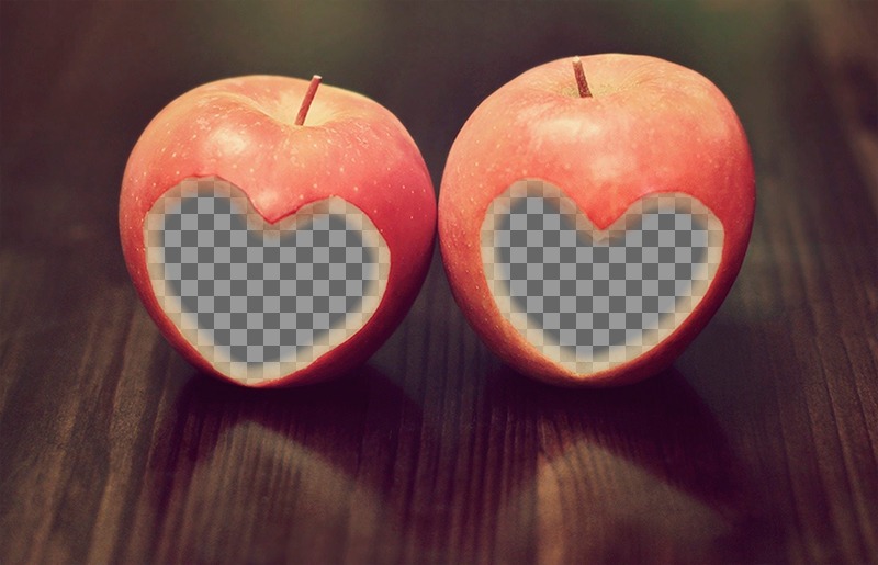 Amour photomontage pour deux photos avec des pommes ..