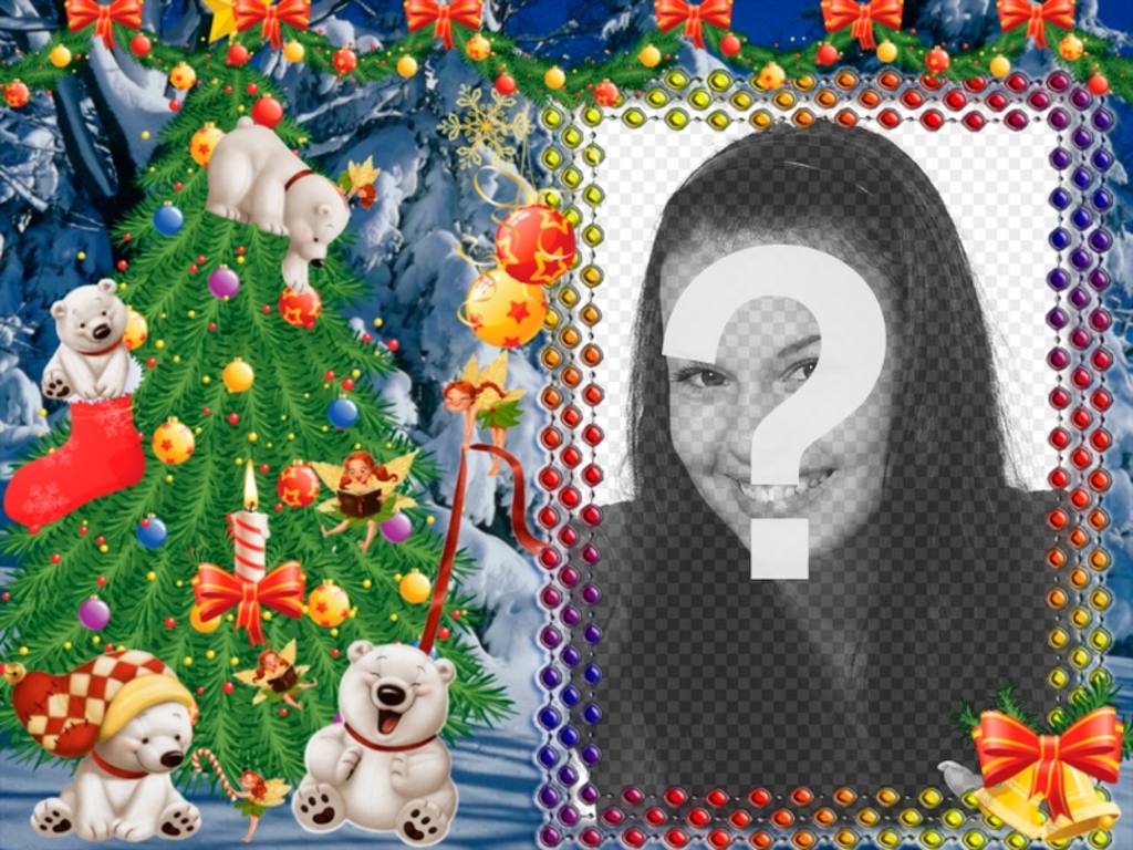 Mettez votre photo sur cette image de Noël avec des pandas. ..