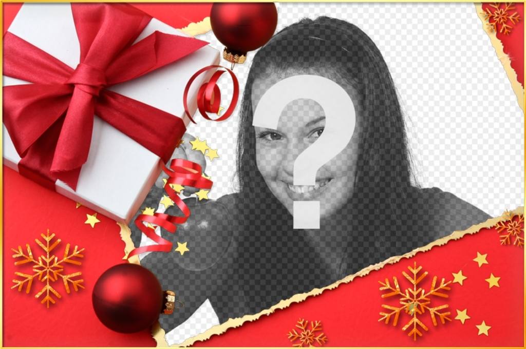 Carte de Noël avec un cadeau et une cravate pour mettre votre image. ..