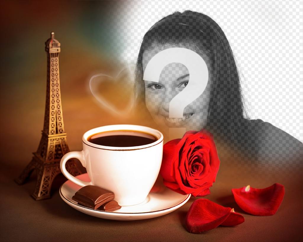 Effet photo de lamour avec la Tour Eiffel de Paris et un café. ..