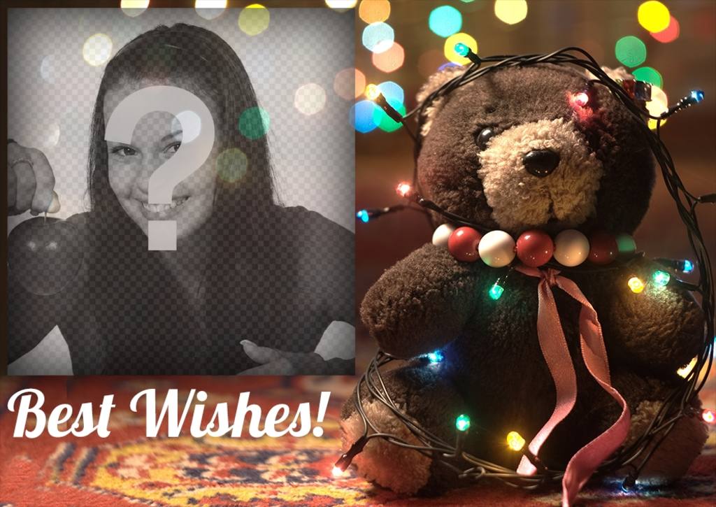 Effet photo dun ours avec des lumières de Noël pour votre photo ..