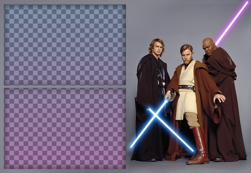 Effet photo de trois personnages de Star Wars pour deux photos ..