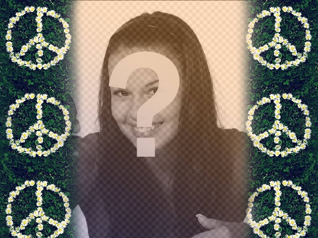 Effet photo avec le symbole de la paix avec des fleurs pour votre photo ..