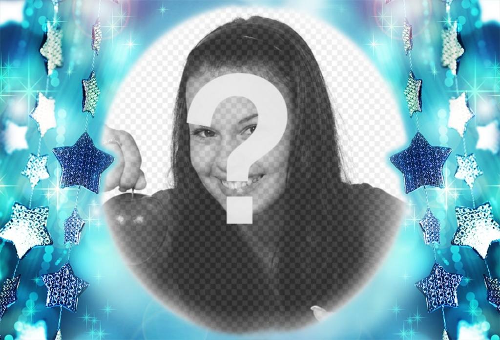 Cadre photo gratuit avec des étoiles bleues pour télécharger votre photo ..