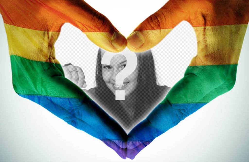 Effet de Photo de deux mains avec couleurs de larc ..