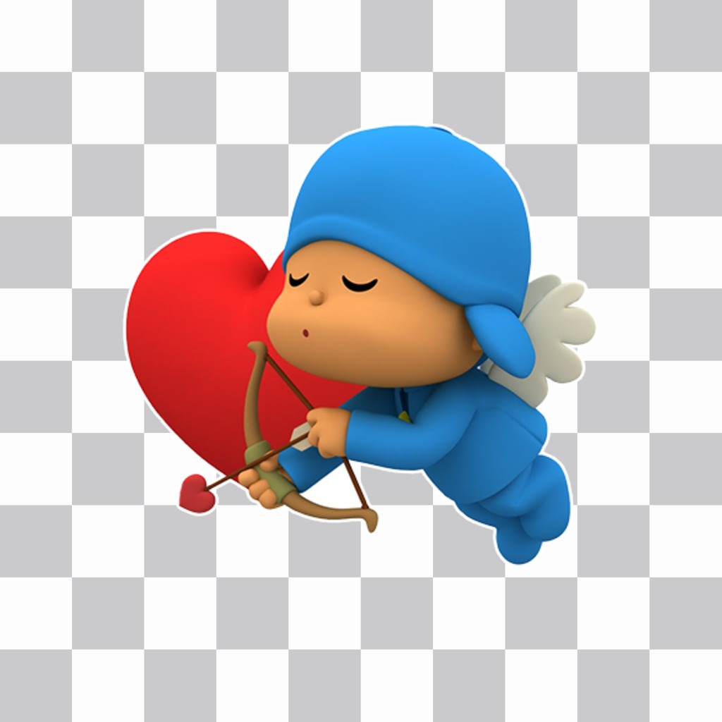 Mettez Cupidon Pocoyo sur vos photos avec cet autocollant ..