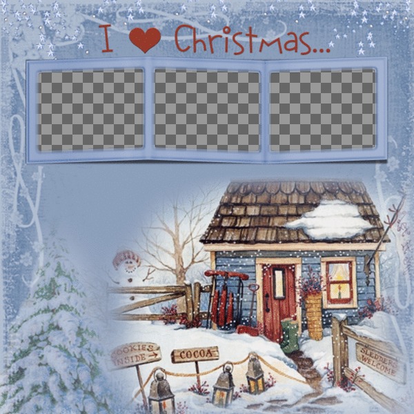 Cadre photo, J'aime Noël pour 3 photos. De féliciter de..