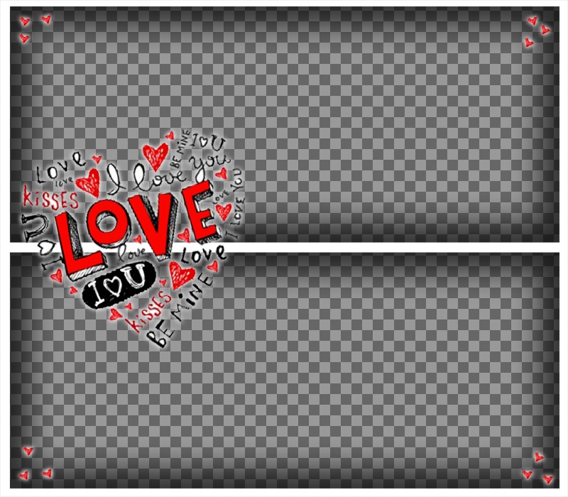 Collage damour pour deux photos avec un cœur fait de mots ..