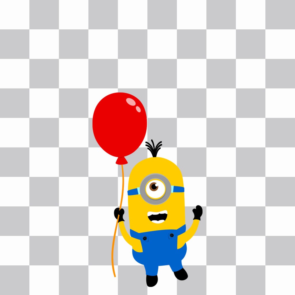 A Minion avec un ballon rouge à mettre sur vos photos ..