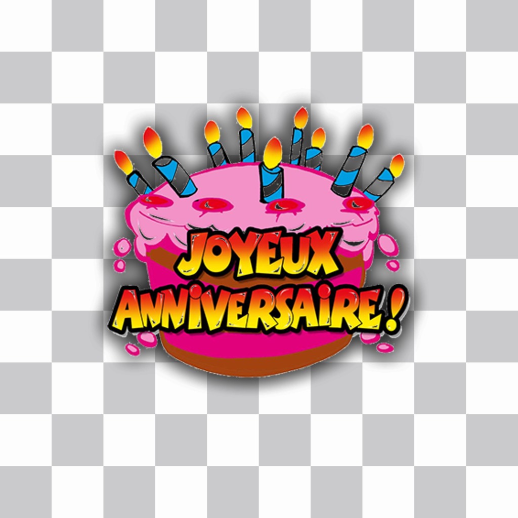 Décorez vos photos avec un gâteau et la phrase Joyeux Anniversaire ..