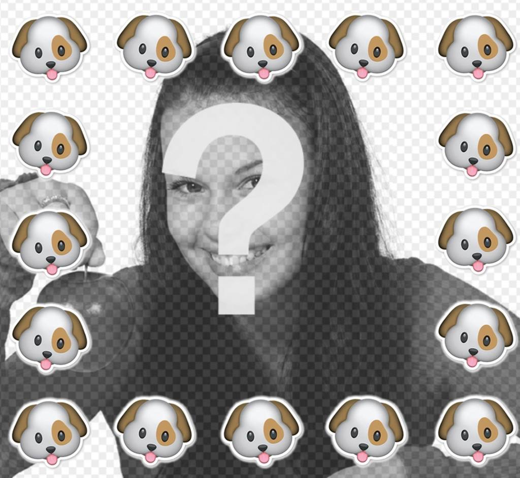 Entourez-vous avec lémoticône chien avec ce cadre pour Original cadre libre de vos photos du chiot émoticône WhatsApp pour télécharger votre photo et de le décorer. Un effet photo drôle pour les amateurs de..