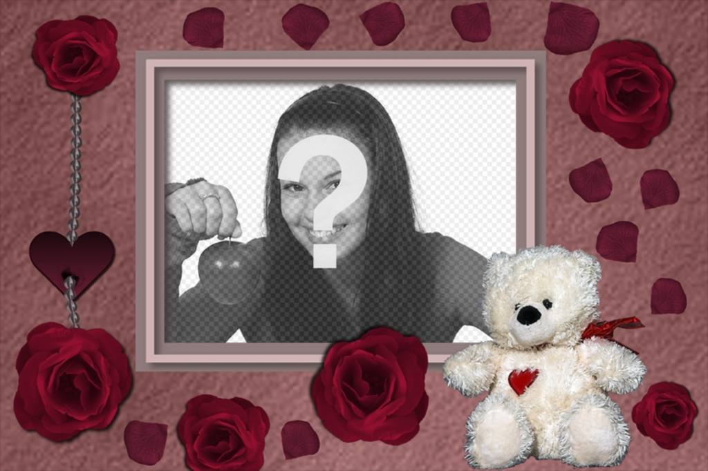 Carte postale d'un ours et des roses rouges à voir avec votre..