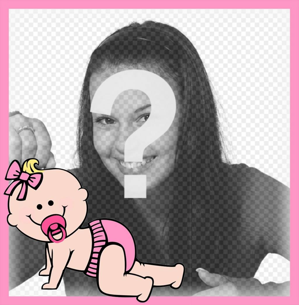 cadre rose décoratif avec un bébé où vous pouvez ajouter votre photo ..
