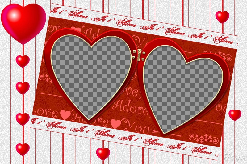 Cadre pour deux photos pour la Saint Valentin. Modifier ce photomontage et beaucoup d'autres en ligne, gratuitement à partir de cette..