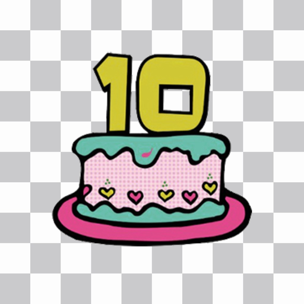 Autocollant dun gâteau avec le numéro 10 pour décorer vos photos pour ..