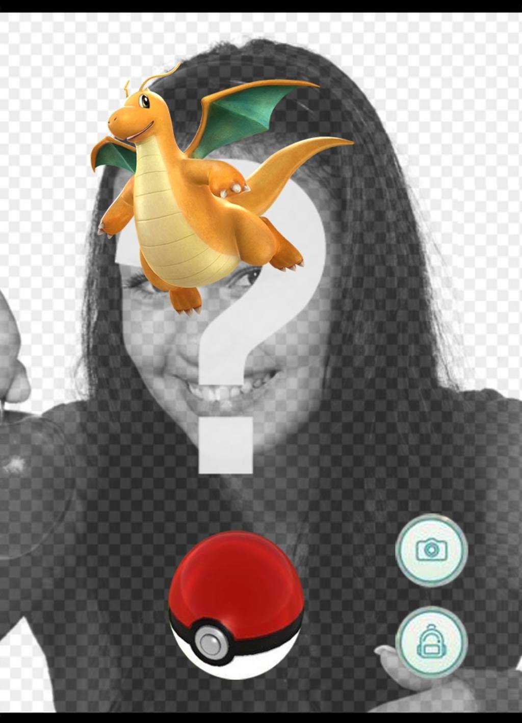 Effet photo avec Dragonite de Pokemon Go où vous pouvez ajouter une capture photo ..