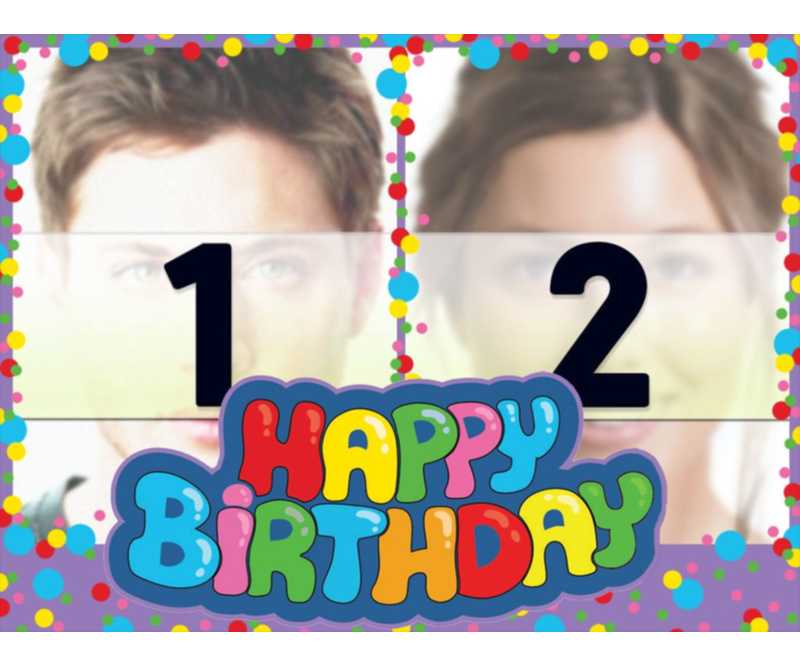 Collage coloré et joyeux Joyeux anniversaire à éditer avec deux photos ..