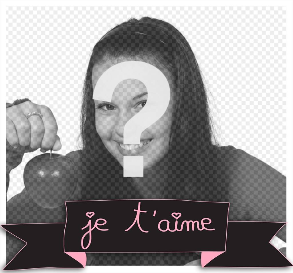 cadre mignon avec un ruban décoratif et la phrase Je T‘aime  pour votre retouche photo ..