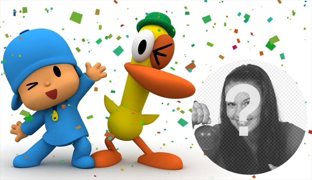 Pocoyo et de canard dans un parti amusant où vous pouvez mettre votre effet photo photo ..