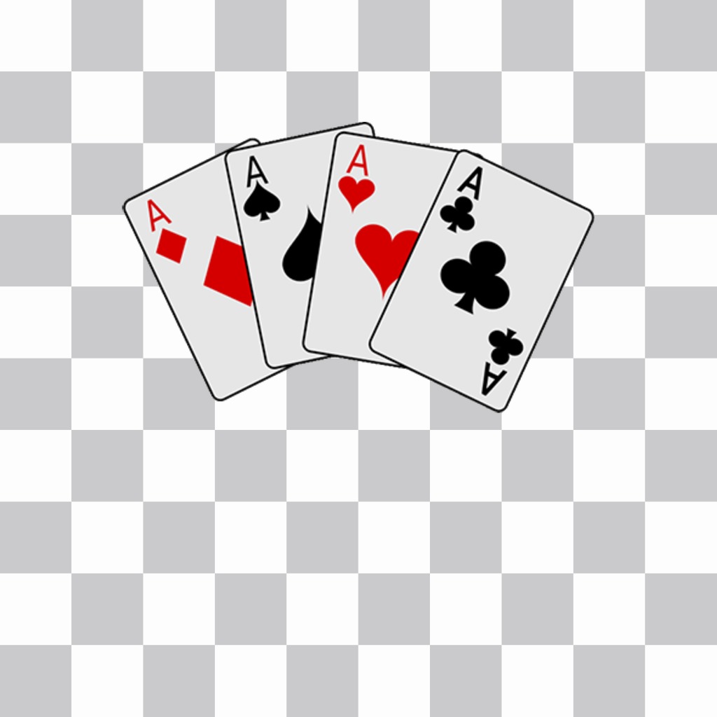 Autocollant de cartes jeu de poker de Ace à mettre Photomontage de vos photos pour mettre vos photos quatre cartes de Ace of poker comme un autocollant pour décorer si vous aimez ce jeu de casino et de partager sur vos réseaux sociaux cet effet..