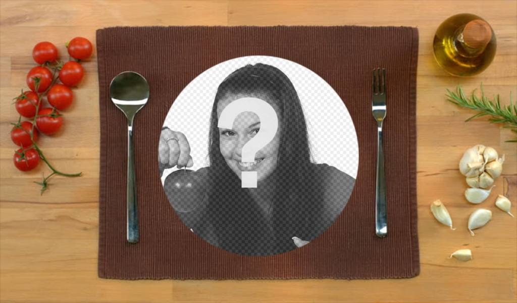 Mettez votre image dans une assiette de nourriture servie à la table avec ce montage photomontages en ligne Fun ..