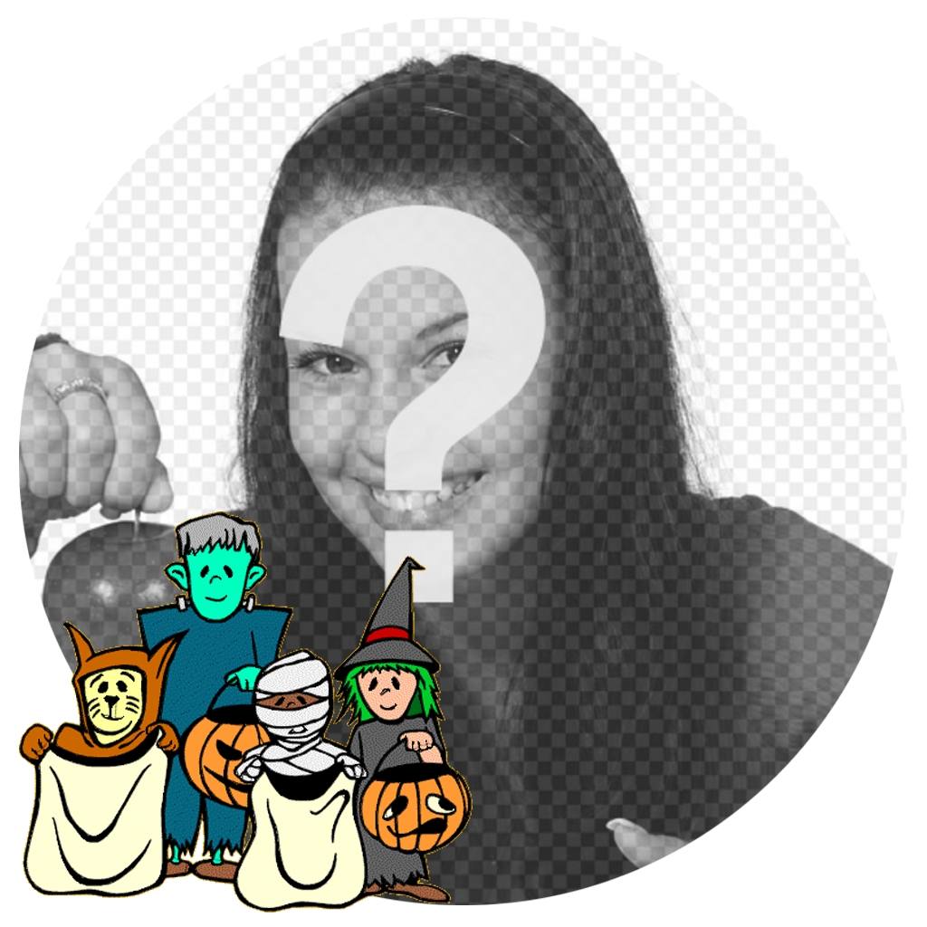 Cadre pour les enfants avec des personnages avec des costumes dHalloween ..