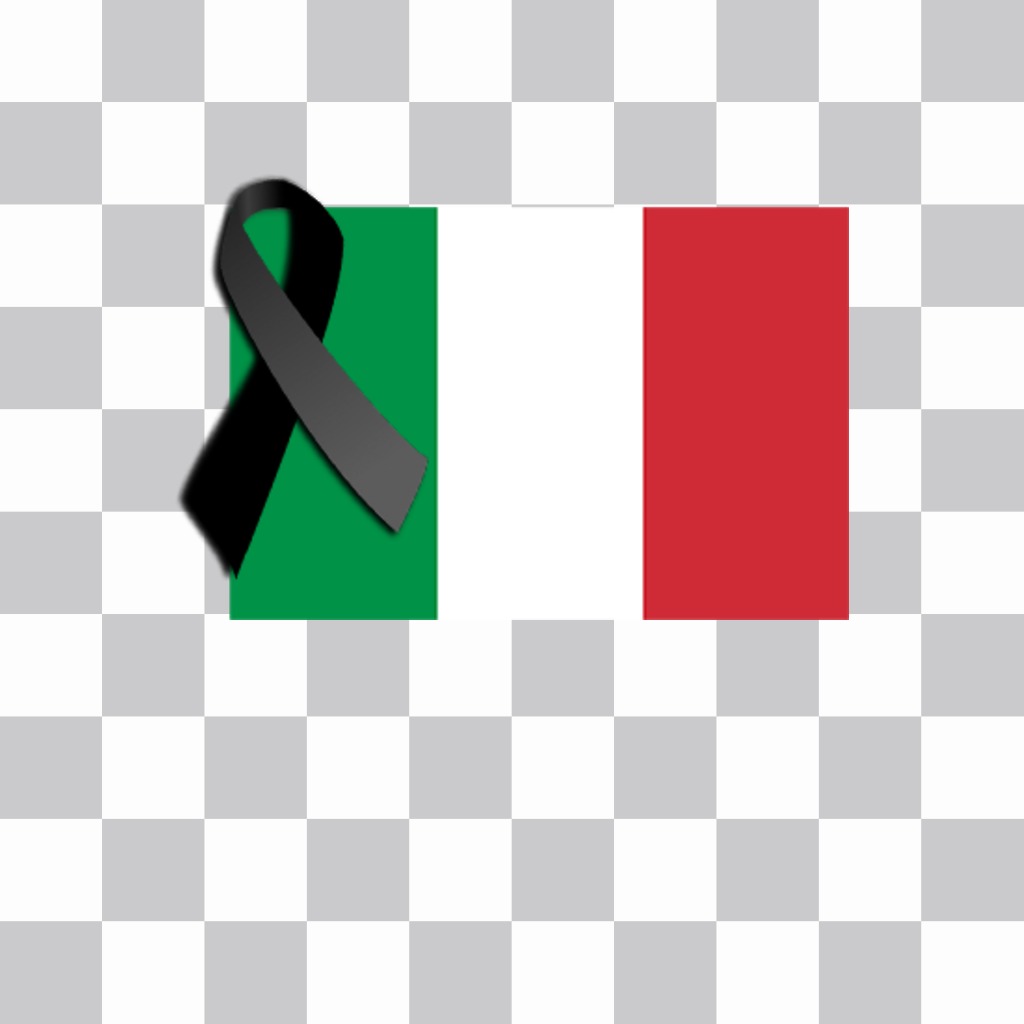 Italie drapeau avec ruban de deuil noir pour coller Photomontage de vos photos pour modifier avec votre photo et coller sur elle le drapeau de lItalie et la cravate noire de deuil comme autocollant en ligne et exprimer votre soutien à ce pays dans les réseaux..
