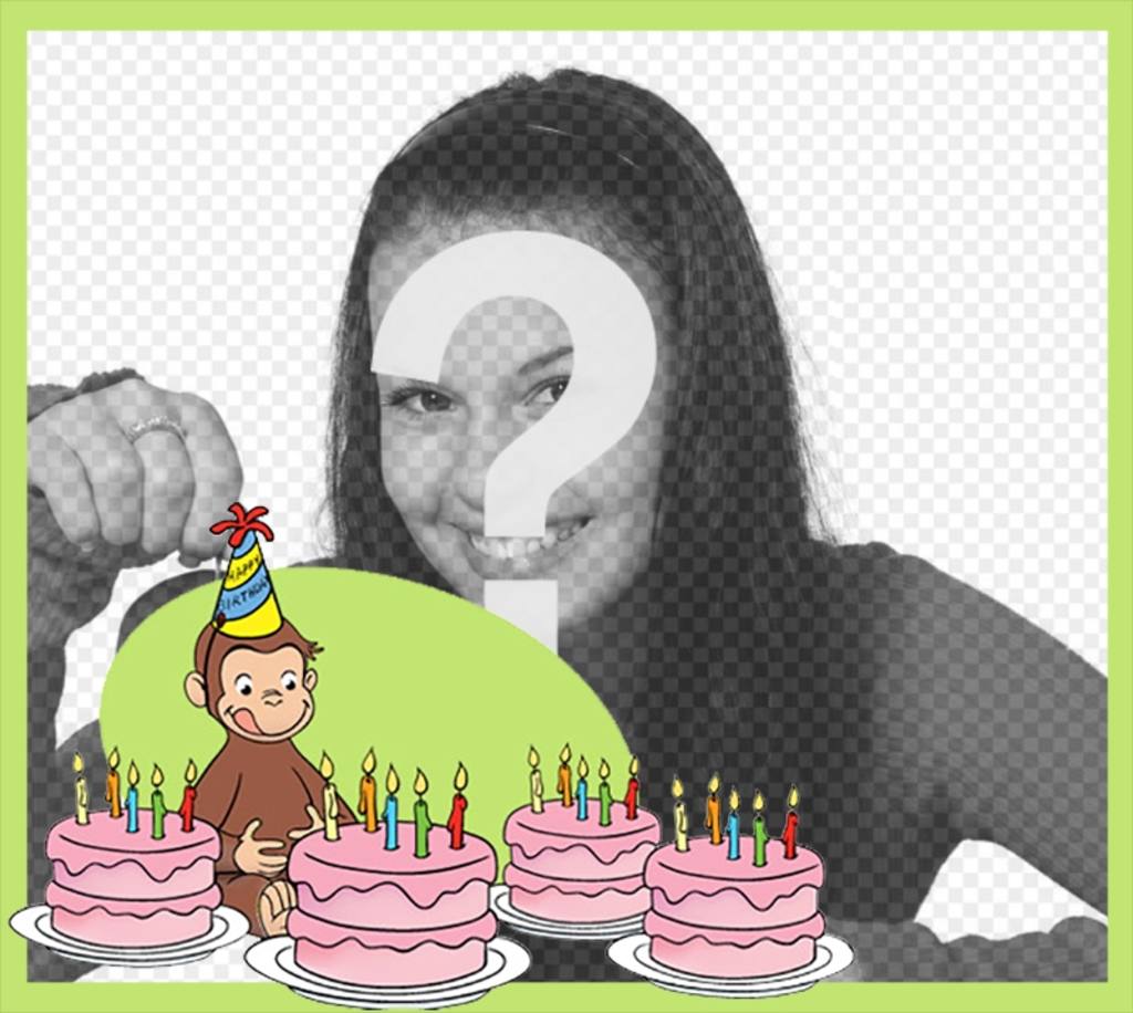 carte danniversaire éditable avec Curious George pour votre photo ..