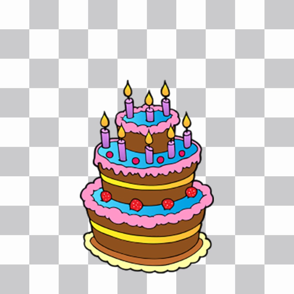 gâteau danniversaire coloré avec des bougies pour décorer et coller sur votre autocollant ..