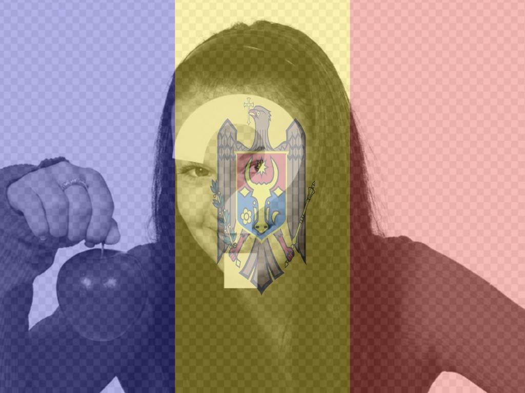 Photomontage d'une photo avec le drapeau de la Moldavie à faire en..